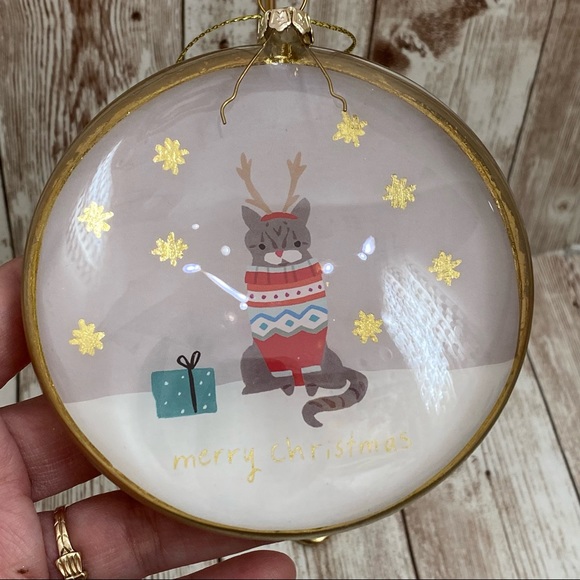 Merry Christmas Handblown Cat Holiday Ornament - Picture 11 of 13